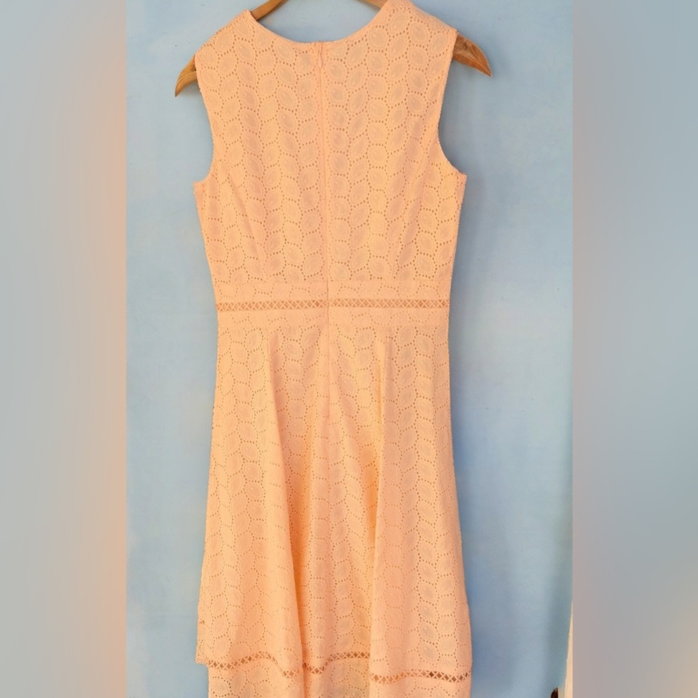 Calvin Klein Fit and Flair Dress
Women’s size 2p
Cotton eyelet pale peach